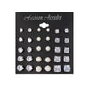 Wholesale Women's Fashionable Simple Versatile Mixed Materials Flower Shaped Earrings Set With Diamonds