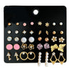 Wholesale Women's Fashionable Simple Versatile Mixed Materials Flower Shaped Earrings Set With Diamonds