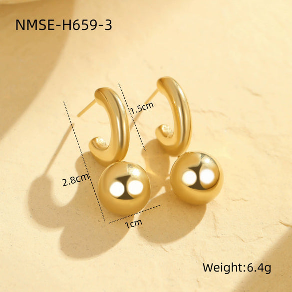 Wholesale Women's Fashionable Stainless Steel Heart And Star Shape Electroplated Earrings