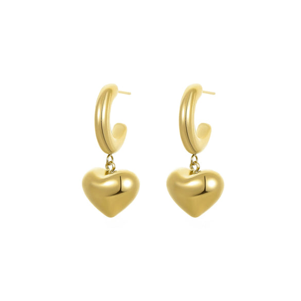 Wholesale Women's Fashionable Stainless Steel Heart And Star Shape Electroplated Earrings