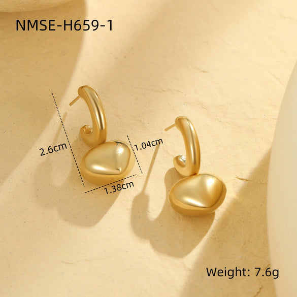 Wholesale Women's Fashionable Stainless Steel Heart And Star Shape Electroplated Earrings