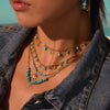Wholesale Women's Fashionable Turquoise Necklace With Heart Rhombus Geometric Shapes Stainless Steel Electroplated