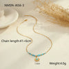 Wholesale Women's Fashionable Turquoise Necklace With Heart Rhombus Geometric Shapes Stainless Steel Electroplated