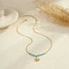 Wholesale Women's Fashionable Turquoise Necklace With Heart Rhombus Geometric Shapes Stainless Steel Electroplated
