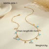 Wholesale Women's Fashionable Turquoise Necklace With Heart Rhombus Geometric Shapes Stainless Steel Electroplated