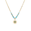 Wholesale Women's Fashionable Turquoise Necklace With Heart Rhombus Geometric Shapes Stainless Steel Electroplated