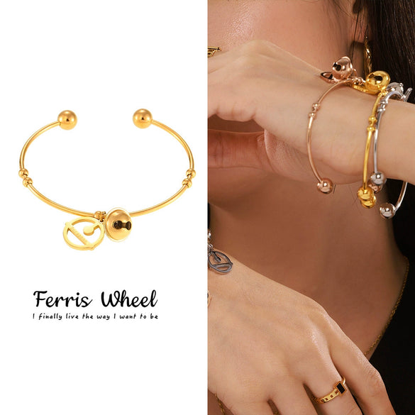 Wholesale Women's Ferris Wheel Fortune Bell Stainless Steel Goldplated Titanium Steel Electroplated Bracelet