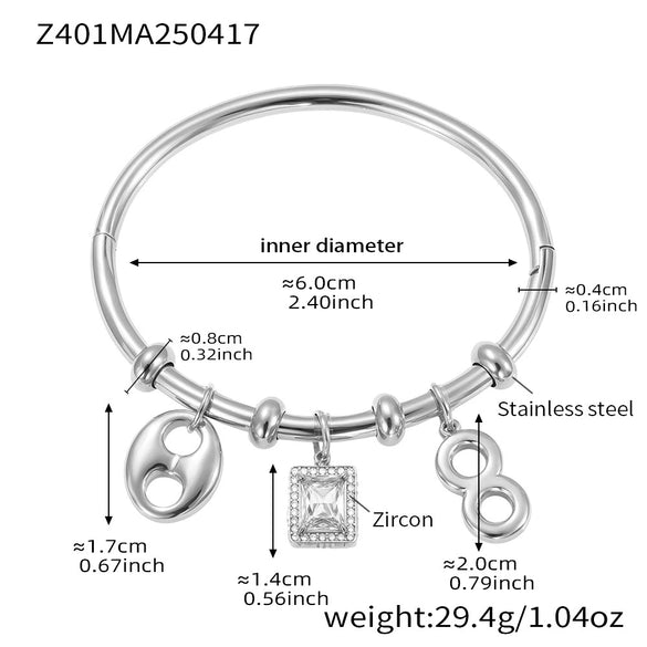 Wholesale Women's Ferris Wheel Multiaccessory Pig Nose 8Shaped Zircon Stainless Steel 18K Gold Plated Fashion Geometric Bracelet