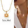 Wholesale Women's Ferris Wheel Sunflower Beads Stainless Steel Clavicle Necklace With Geometric Pattern 18K Gold Electroplated