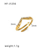 Wholesale Women's Fine Inlaid Zircon White Zirconium Stainless Steel Ring With Geometric The Crown Rhombus Patterns 18K Gold Plated