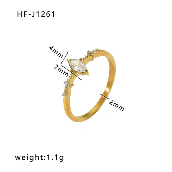 Wholesale Women's Fine Inlaid Zircon White Zirconium Stainless Steel Ring With Geometric The Crown Rhombus Patterns 18K Gold Plated