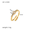 Wholesale Women's Fine Inlaid Zircon White Zirconium Stainless Steel Ring With Geometric The Crown Rhombus Patterns 18K Gold Plated