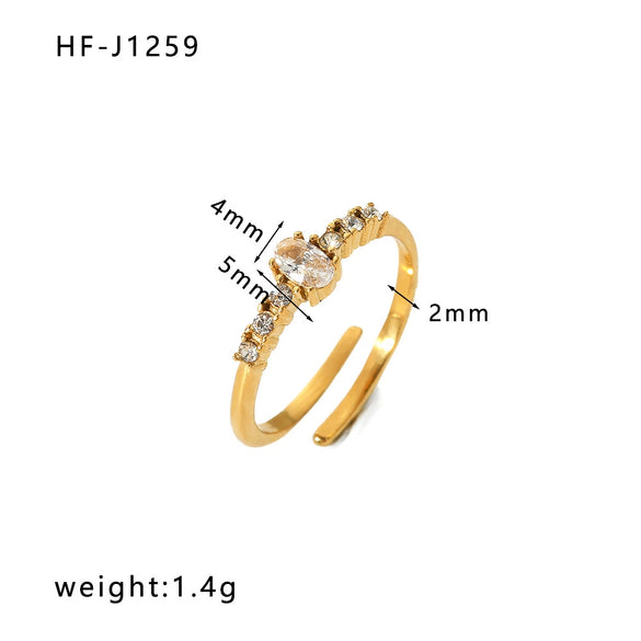 Wholesale Women's Fine Inlaid Zircon White Zirconium Stainless Steel Ring With Geometric The Crown Rhombus Patterns 18K Gold Plated