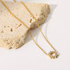 Wholesale Women's Fine Necklace Stainless Steel Titanium Steel Pendant Inlaid White Irregular Round Zircon Geometric Electroplated