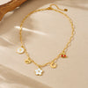 Wholesale Women's Floral Stainless Steel Electroplated Round Cross Pendant Necklace With Diamond Cherry Eye