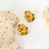 Wholesale Women's Floral Stainless Steel 18K Goldplated Earrings And Rings Jewelry Set