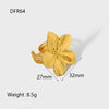 Wholesale Women's Floral Stainless Steel 18K Goldplated Earrings And Rings Jewelry Set