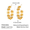 Wholesale Women's Flower Cshaped Stainless Steel Vacuum Real Gold Plated Earrings