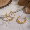 Wholesale Women's Flower Cshaped Stainless Steel Vacuum Real Gold Plated Earrings