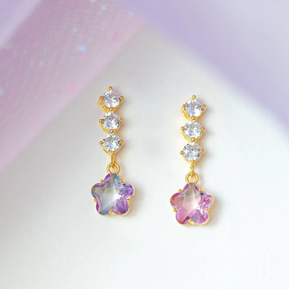 Wholesale Women's Flower Earrings Brass Star Pattern Microinlaid Zircon Diamond Design