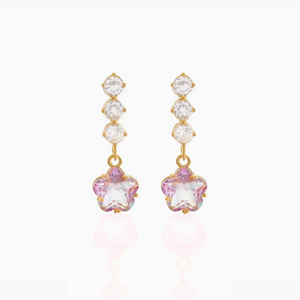 Wholesale Women's Flower Earrings Brass Star Pattern Microinlaid Zircon Diamond Design