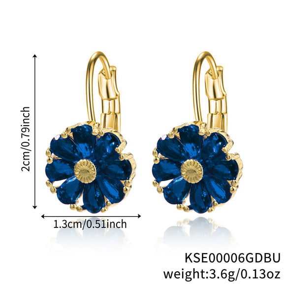 Wholesale Women's Flower Earrings Copper Glass Inlay Versatile Style