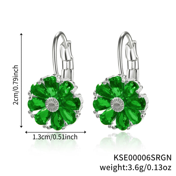 Wholesale Women's Flower Earrings Copper Glass Inlay Versatile Style