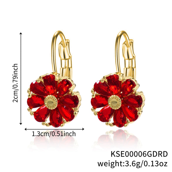 Wholesale Women's Flower Earrings Copper Glass Inlay Versatile Style