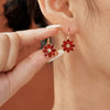 Wholesale Women's Flower Earrings Copper Glass Inlay Versatile Style