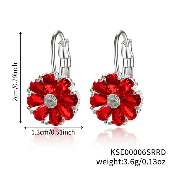Wholesale Women's Flower Earrings Copper Glass Inlay Versatile Style