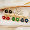 Wholesale Women's Flower Earrings Copper Glass Inlay Versatile Style