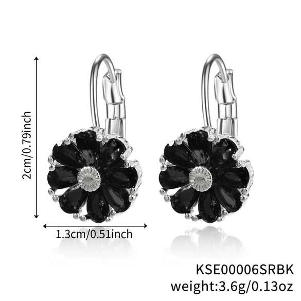 Wholesale Women's Flower Earrings Copper Glass Inlay Versatile Style