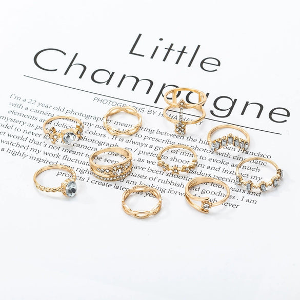 Wholesale Women's Flower Geometric Alloy Diamond Ring With Electroplating And Alloy Inlaid Artificial Gemstones