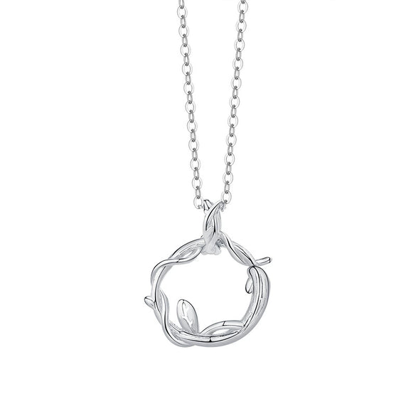 Wholesale Women's Flower Pattern Diamond Design Pure Silver Cross Chain Couple Necklace