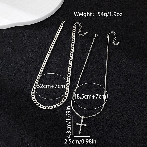 Wholesale Women's Flower Pattern Zinc Alloy Electroplated Cross Pendant Necklace