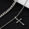 Wholesale Women's Flower Pattern Zinc Alloy Electroplated Cross Pendant Necklace