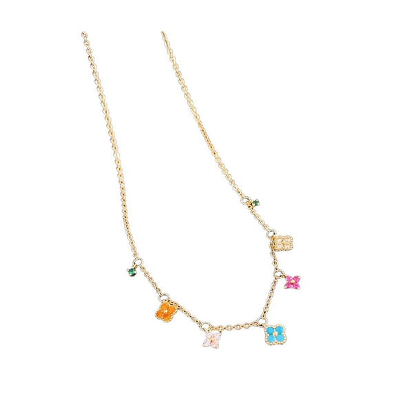Wholesale Women's Flower Pendant Necklace Copper 925 Silver Zirconia Highend Retro Style