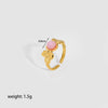 Wholesale Women's Flower Ring Stainless Steel With 18K Gold Inlay And Round Natural Stone Pvdp Furnace Real Gold Treatment