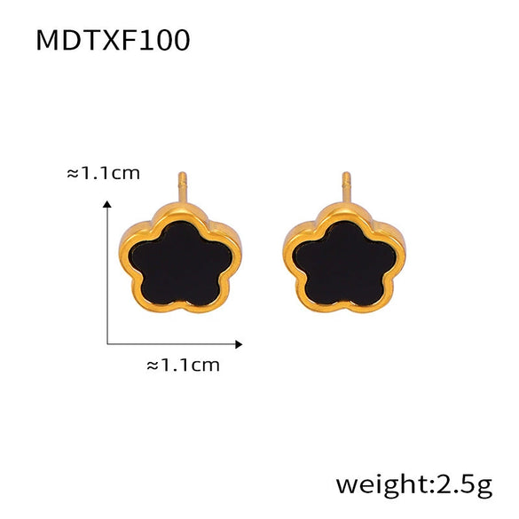 Wholesale Women's Flower Shape Jewelry Set Inlaid With White Sea Shell Acrylic Titanium Steel Ochain Electroplated