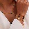 Wholesale Women's Flower Shape Jewelry Set Inlaid With White Sea Shell Acrylic Titanium Steel Ochain Electroplated