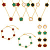 Wholesale Women's Flower Shape Jewelry Set Inlaid With White Sea Shell Acrylic Titanium Steel Ochain Electroplated