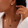 Wholesale Women's Flower Shape Jewelry Set Inlaid With White Sea Shell Acrylic Titanium Steel Ochain Electroplated