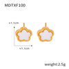 Wholesale Women's Flower Shape Jewelry Set Inlaid With White Sea Shell Acrylic Titanium Steel Ochain Electroplated