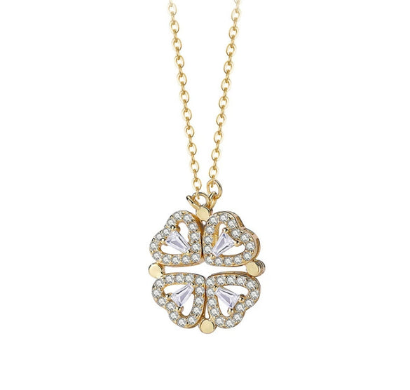 Wholesale Women's Foldable Flower Pendant Necklace With Zirconia Design Made Of 925 Sterling Silver And Cross Chain