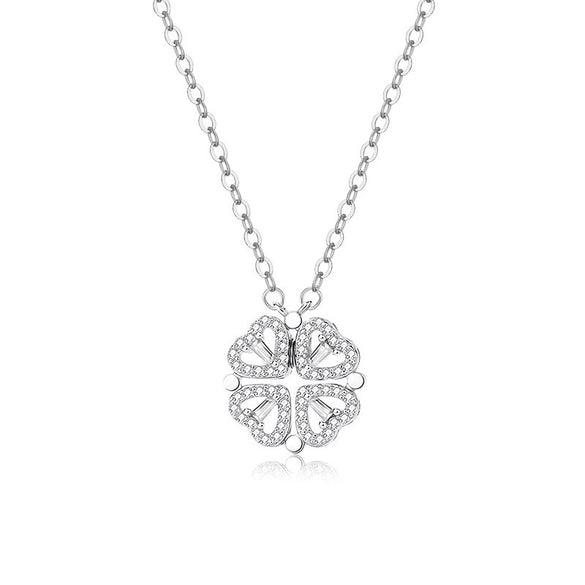 Wholesale Women's Foldable Flower Pendant Necklace With Zirconia Design Made Of 925 Sterling Silver And Cross Chain