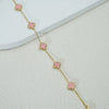 Wholesale Women's Fourleaf Clover Bracelet With Floral And Leaf Patterns Made Of Titanium Steel And Goldplated