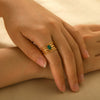 Wholesale Women's French Court Style Open Ring Titanium Steel Natural Malachite Hollow Geometric Electroplated