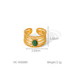 Wholesale Women's French Court Style Open Ring Titanium Steel Natural Malachite Hollow Geometric Electroplated
