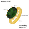 Wholesale Women's French Court Style Oval Glass Stone Ring In Titanium Steel Plated With 18K Gold And Geometric Design