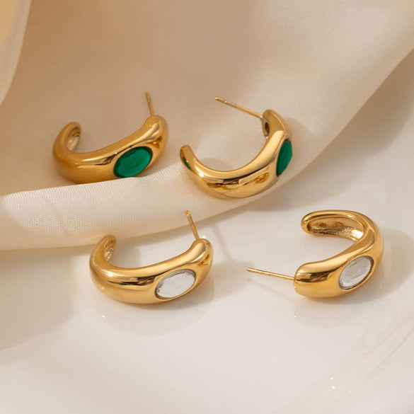 Wholesale Women's French Minimalist C Shaped Titanium Steel Earrings With 18K Gold Plating And Geometric Design Light Luxury Style
